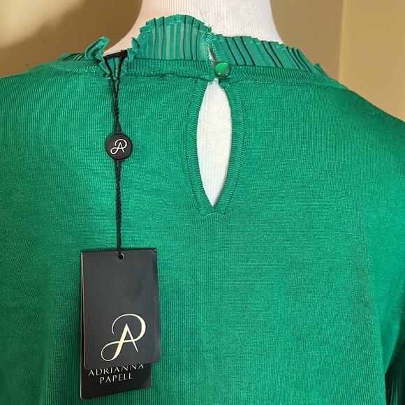 ADRIANNA PAPELL Size XL Pin-Tuck Poof Sleeve Pullover Sweater Kelly Green$89 NEW - Picture 5 of 14